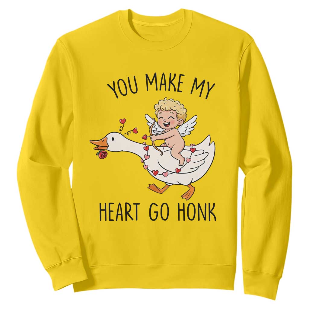 Funny Valentine Goose Sweatshirt You Make My Heart Go Honk TS14 Daisy Print Your Wear
