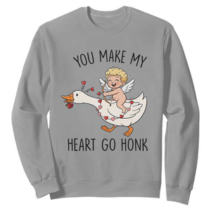 Funny Valentine Goose Sweatshirt You Make My Heart Go Honk TS14 Sport Gray Print Your Wear