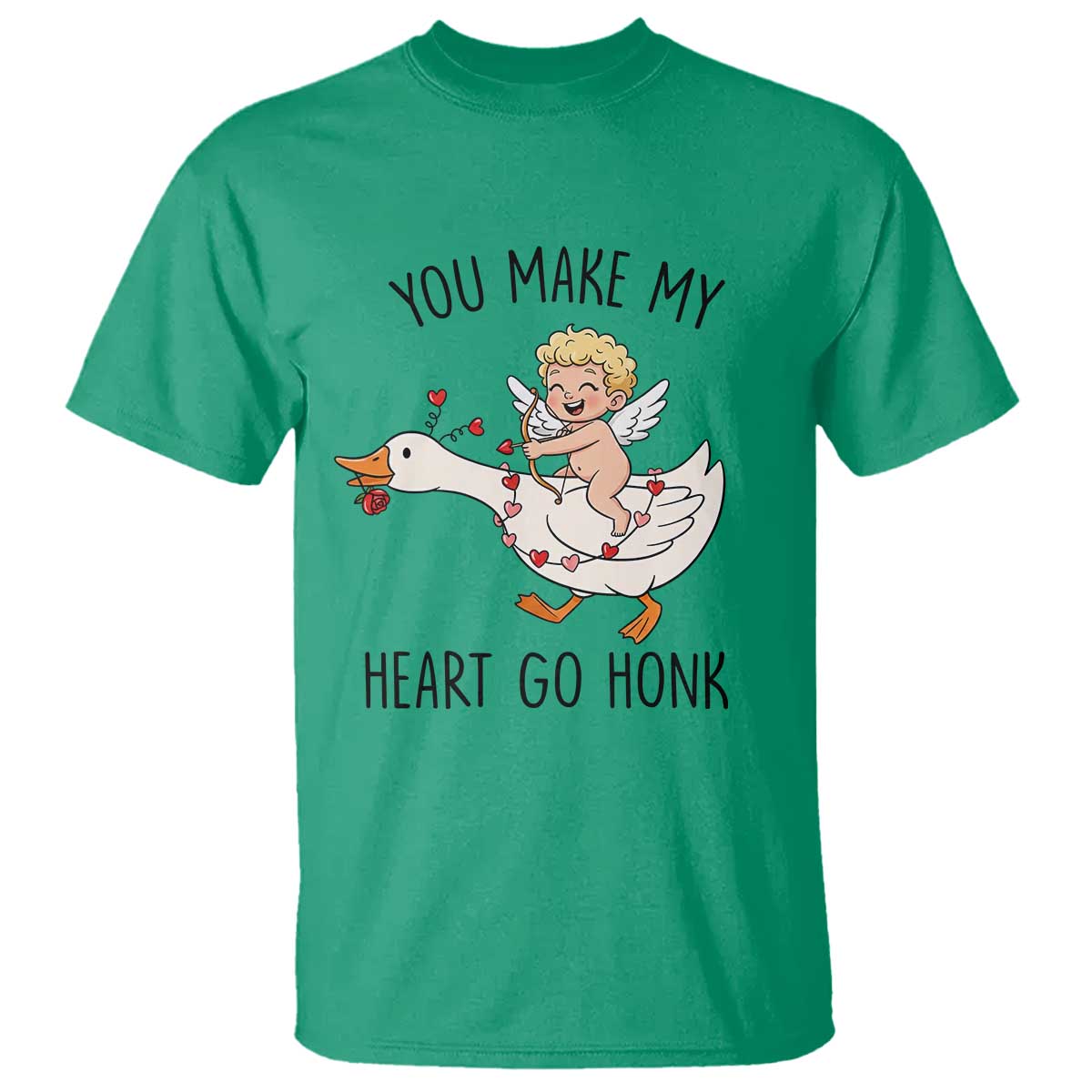 Funny Valentine Goose T Shirt You Make My Heart Go Honk TS14 Irish Green Print Your Wear