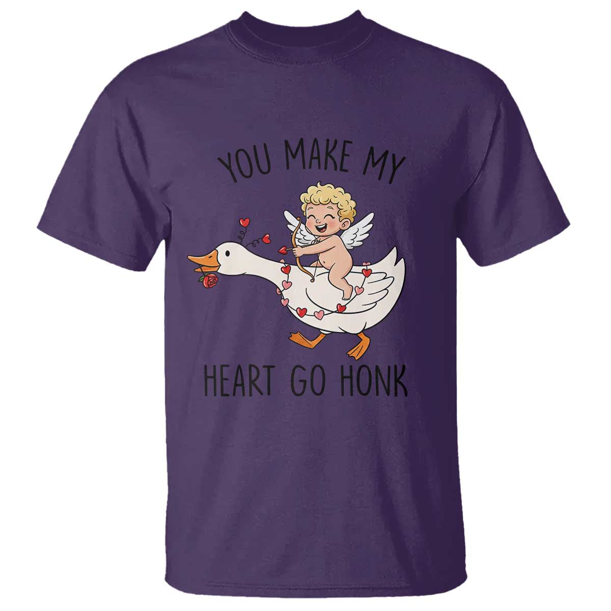 Funny Valentine Goose T Shirt You Make My Heart Go Honk TS14 Purple Print Your Wear