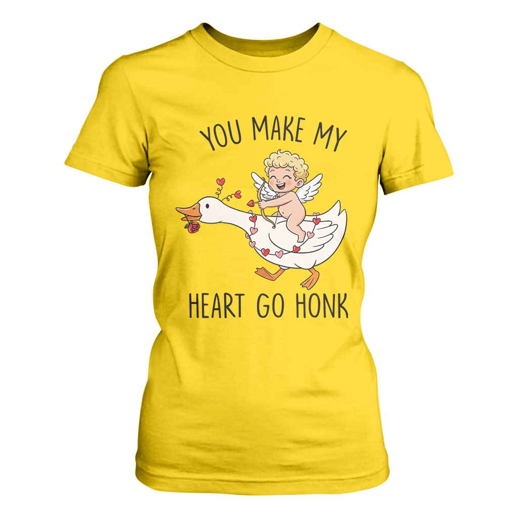 Funny Valentine Goose T Shirt For Women You Make My Heart Go Honk TS14 Daisy Print Your Wear