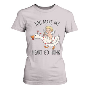 Funny Valentine Goose T Shirt For Women You Make My Heart Go Honk TS14 Ice Gray Print Your Wear
