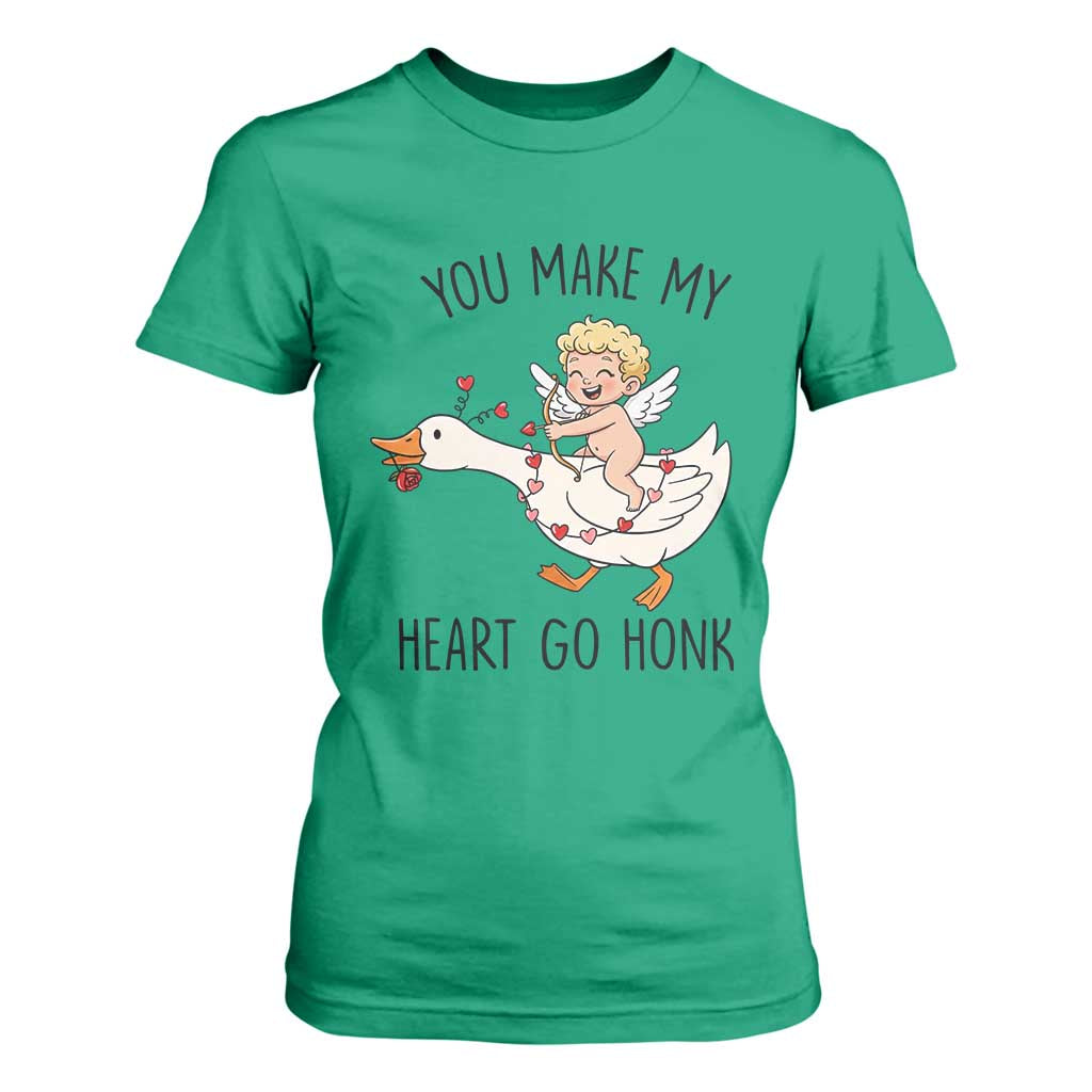 Funny Valentine Goose T Shirt For Women You Make My Heart Go Honk TS14 Irish Green Print Your Wear