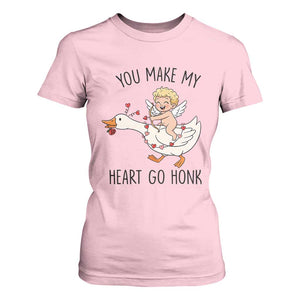 Funny Valentine Goose T Shirt For Women You Make My Heart Go Honk TS14 Light Pink Print Your Wear