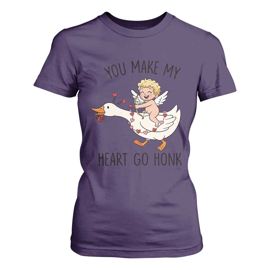 Funny Valentine Goose T Shirt For Women You Make My Heart Go Honk TS14 Purple Print Your Wear