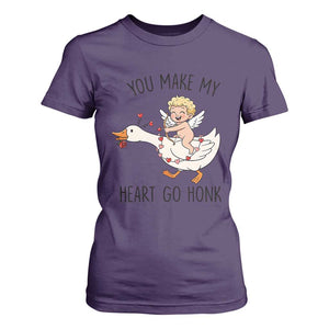 Funny Valentine Goose T Shirt For Women You Make My Heart Go Honk TS14 Purple Print Your Wear