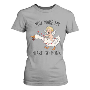 Funny Valentine Goose T Shirt For Women You Make My Heart Go Honk TS14 Sport Gray Print Your Wear
