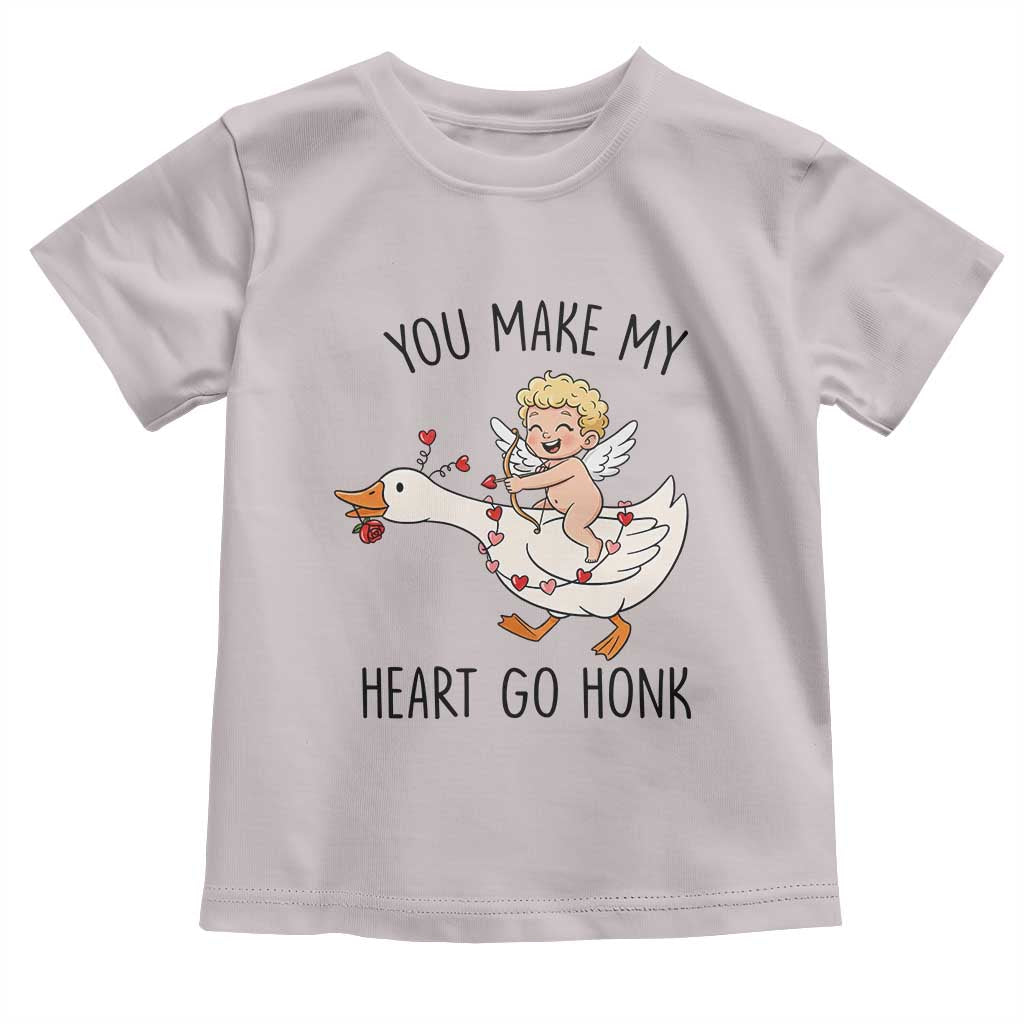 Funny Valentine Goose Toddler T Shirt You Make My Heart Go Honk TS14 Ice Gray Print Your Wear