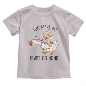 Funny Valentine Goose Toddler T Shirt You Make My Heart Go Honk TS14 Ice Gray Print Your Wear