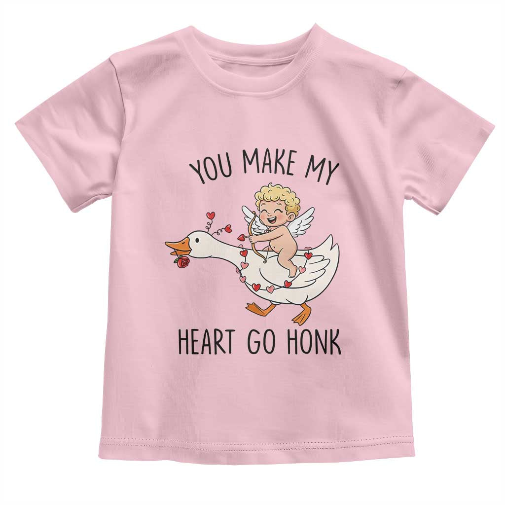 Funny Valentine Goose Toddler T Shirt You Make My Heart Go Honk TS14 Light Pink Print Your Wear