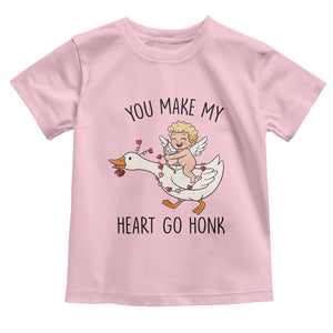 Funny Valentine Goose Toddler T Shirt You Make My Heart Go Honk TS14 Light Pink Print Your Wear
