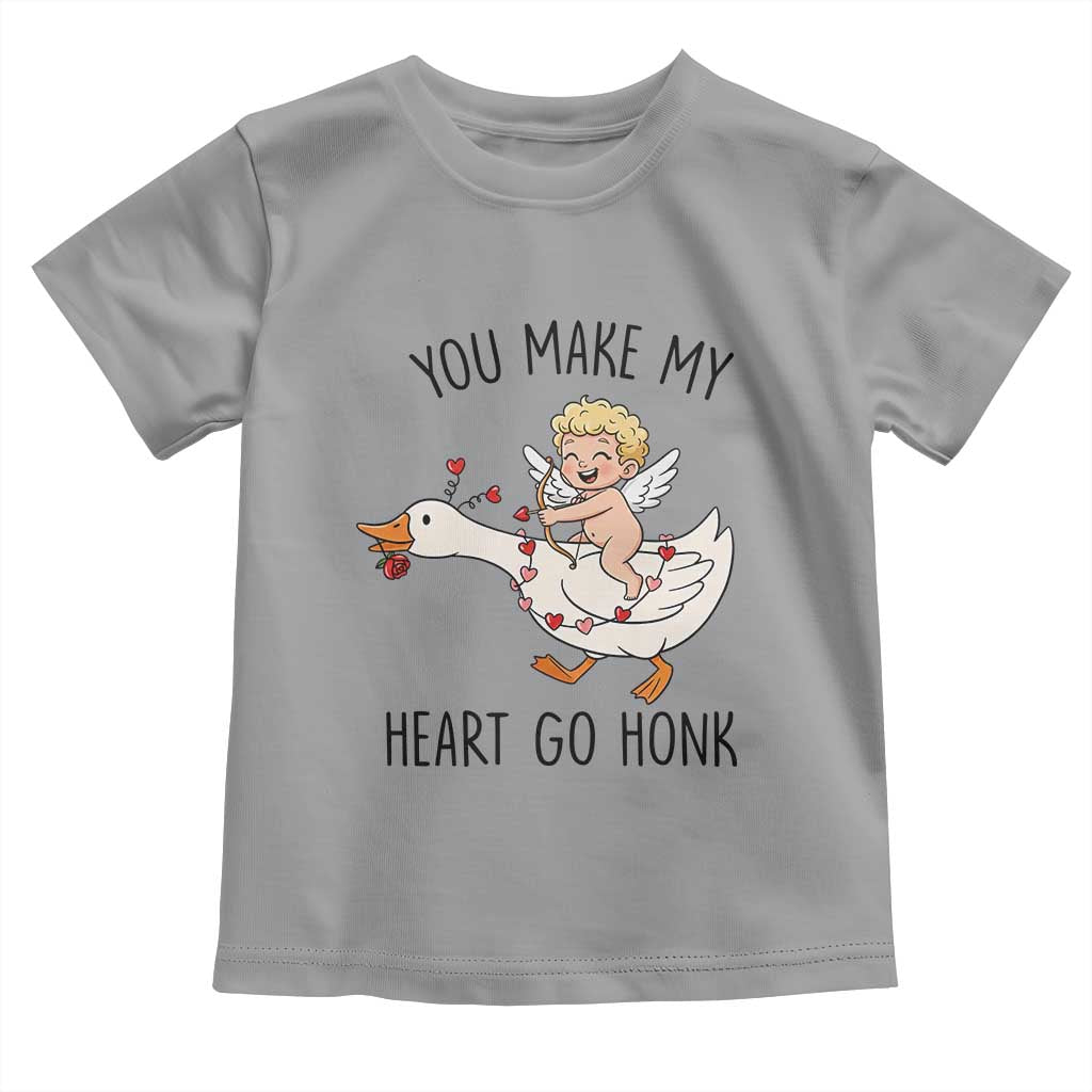Funny Valentine Goose Toddler T Shirt You Make My Heart Go Honk TS14 Sport Gray Print Your Wear