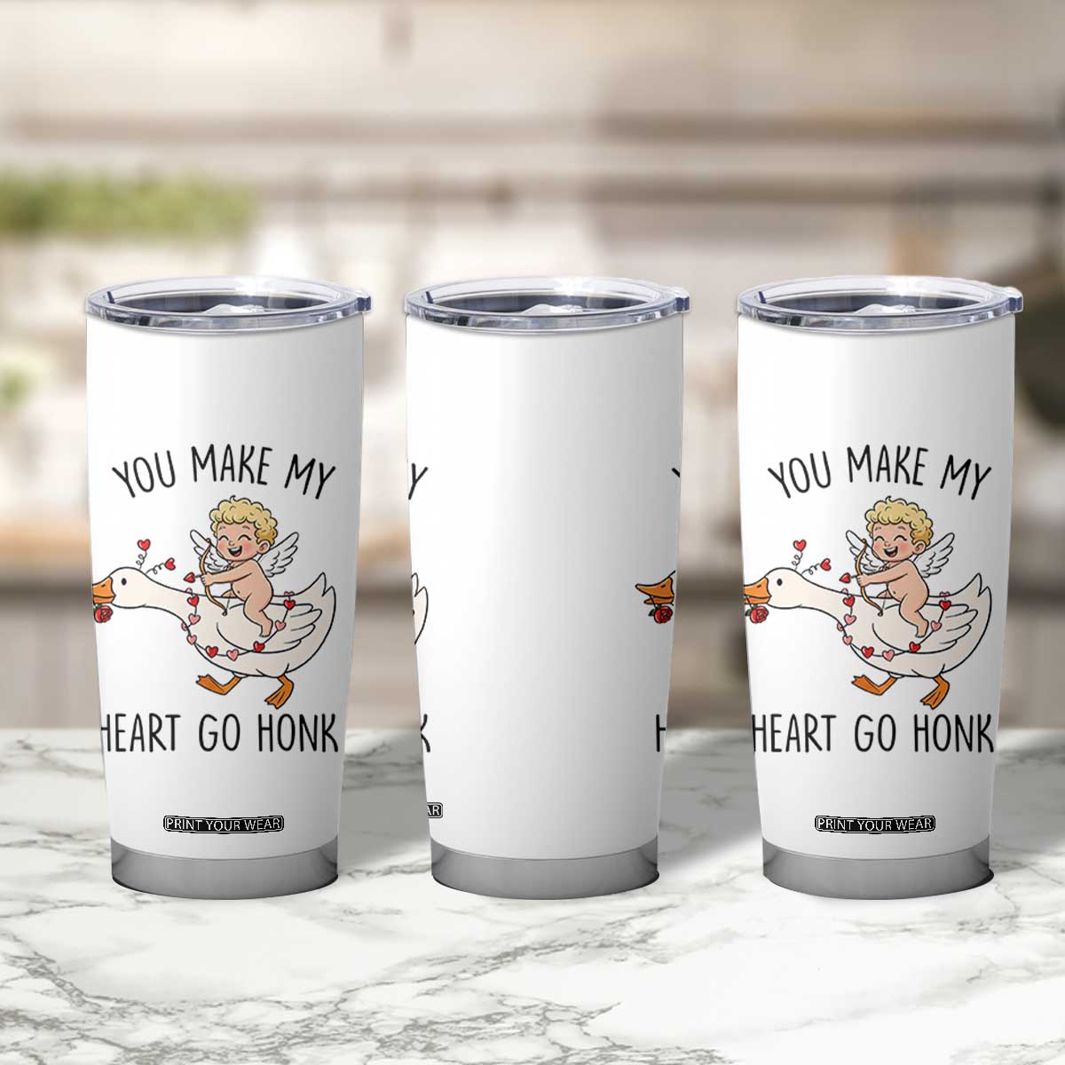 Funny Valentine Goose Tumbler Cup You Make My Heart Go Honk TS14 Print Your Wear