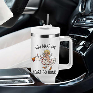 Funny Valentine Goose Tumbler With Handle You Make My Heart Go Honk TS14 Print Your Wear