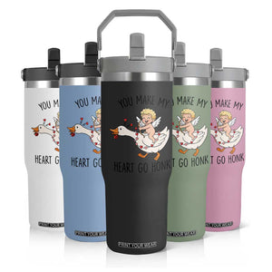 Funny Valentine Goose Flip Straw Tumbler You Make My Heart Go Honk TS14 Print Your Wear