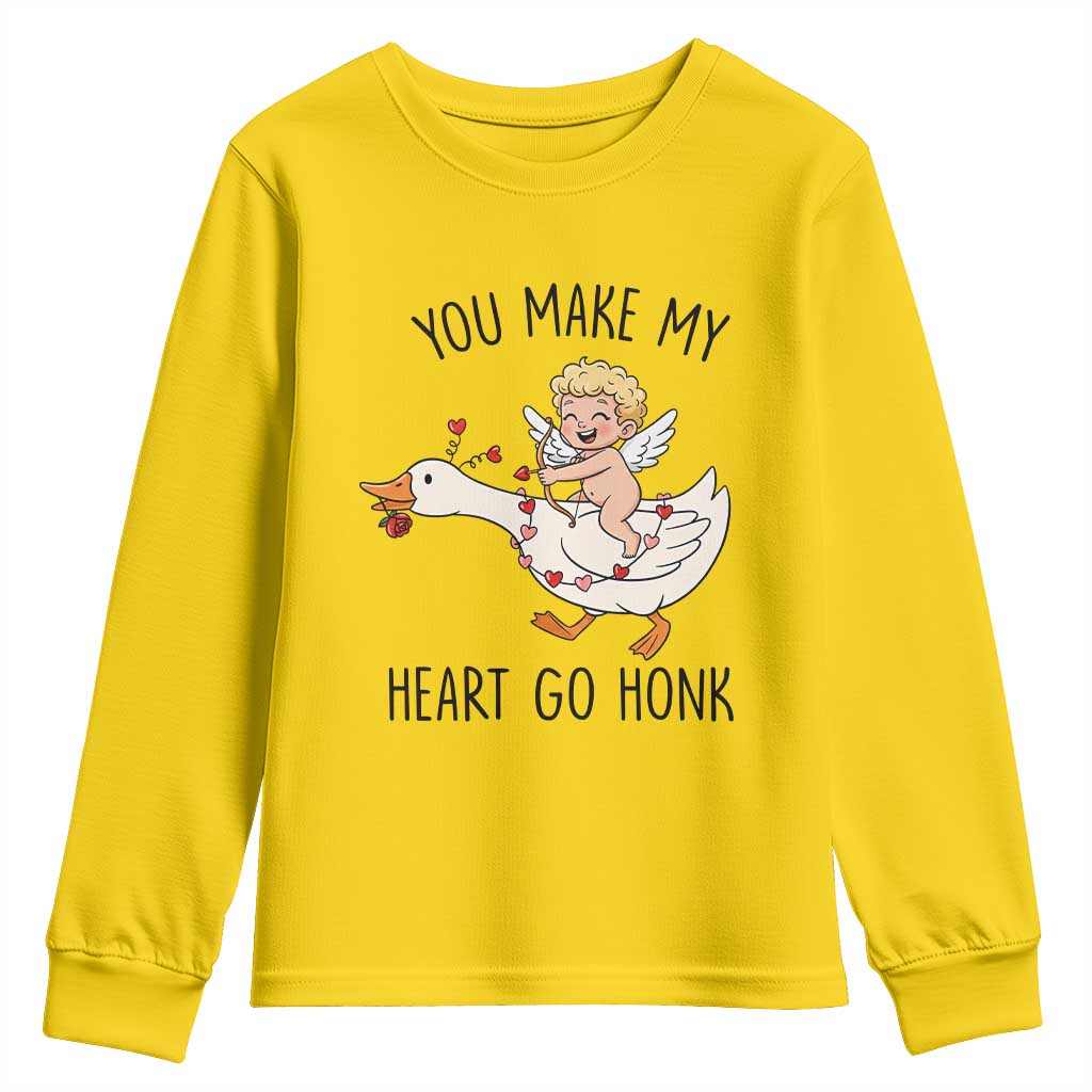 Funny Valentine Goose Youth Sweatshirt You Make My Heart Go Honk TS14 Daisy Print Your Wear