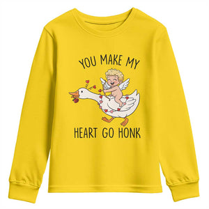 Funny Valentine Goose Youth Sweatshirt You Make My Heart Go Honk TS14 Daisy Print Your Wear