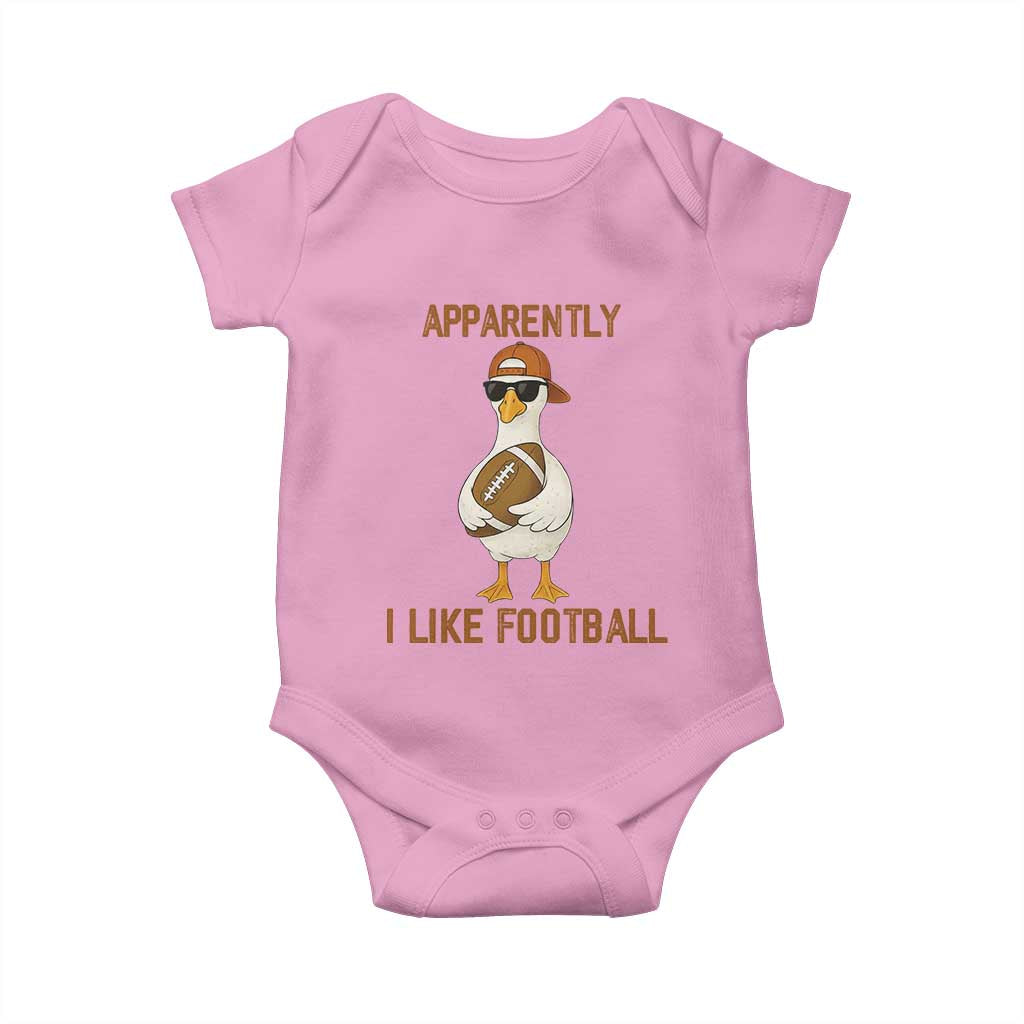 Funny Goose Football Meme Baby Onesie Apparently I Like Football TS14 Light Pink Print Your Wear
