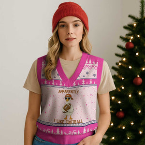 Funny Goose Football Meme V-Neck Knit Sweater Vest Apparently I Like Football TS14 Hot Pink Print Your Wear