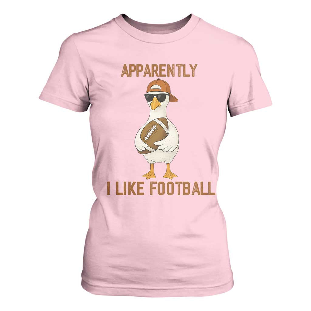 Funny Goose Football Meme T Shirt For Women Apparently I Like Football TS14 Light Pink Print Your Wear