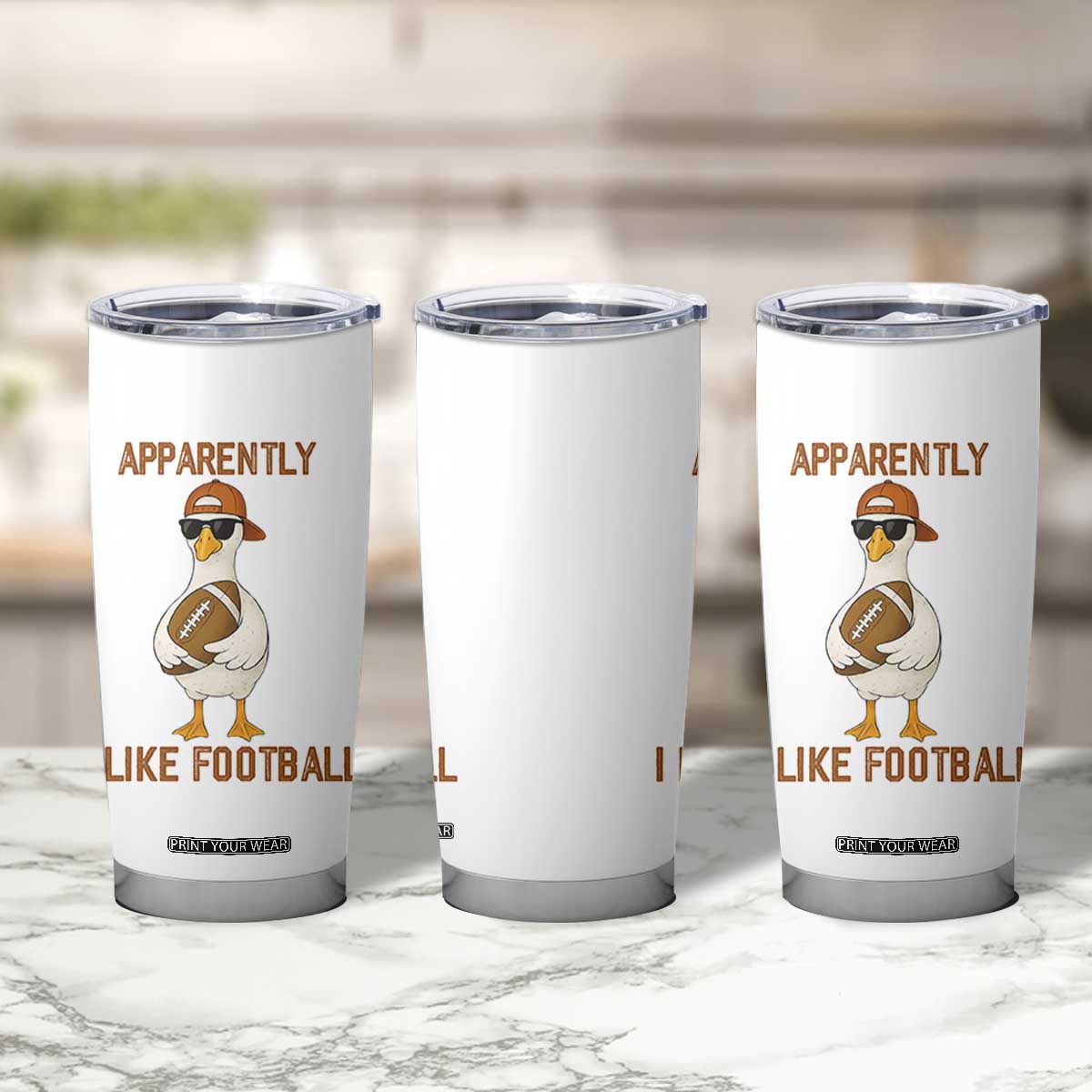 Funny Goose Football Meme Tumbler Cup Apparently I Like Football TS14 Print Your Wear