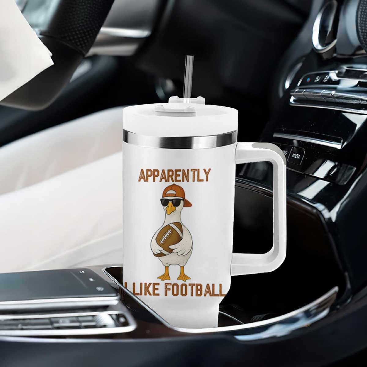 Funny Goose Football Meme Tumbler With Handle Apparently I Like Football TS14 Print Your Wear