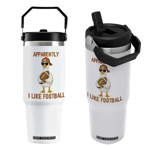 Funny Goose Football Meme Flip Straw Tumbler Apparently I Like Football TS14 One Size: 30 oz White Print Your Wear
