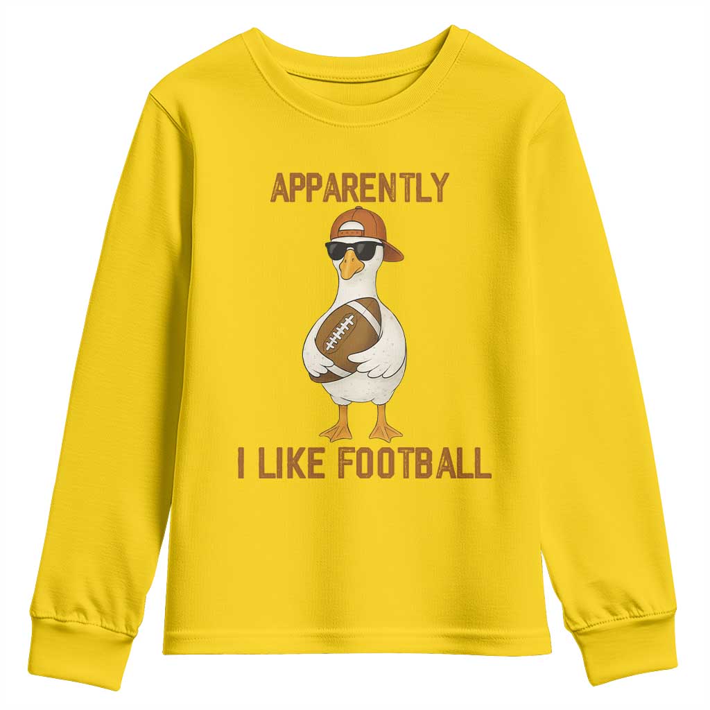 Funny Goose Football Meme Youth Sweatshirt Apparently I Like Football TS14 Daisy Print Your Wear