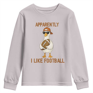 Funny Goose Football Meme Youth Sweatshirt Apparently I Like Football TS14 Ice Gray Print Your Wear
