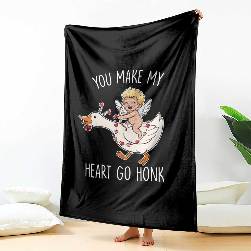You Make My Heart Go Honk Throw Blanket Funny Valentine Goose TS14 Print Your Wear