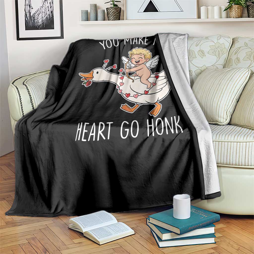 You Make My Heart Go Honk Throw Blanket Funny Valentine Goose TS14 Print Your Wear