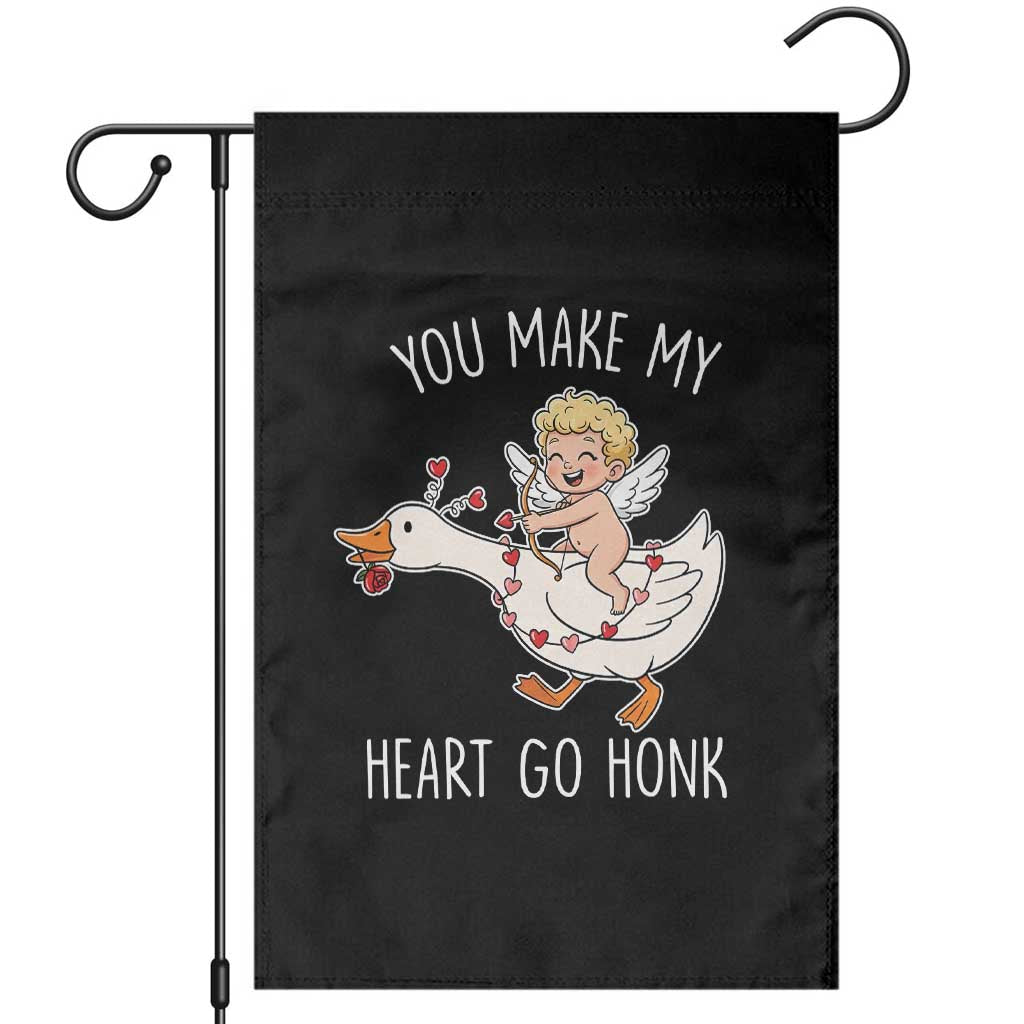 You Make My Heart Go Honk Garden Flag Funny Valentine Goose TS14 Black Print Your Wear