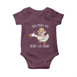 You Make My Heart Go Honk Baby Onesie Funny Valentine Goose TS14 Maroon Print Your Wear