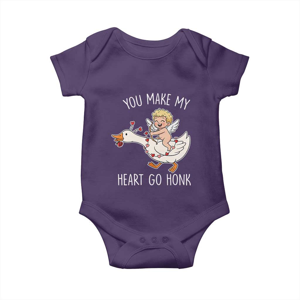 You Make My Heart Go Honk Baby Onesie Funny Valentine Goose TS14 Purple Print Your Wear