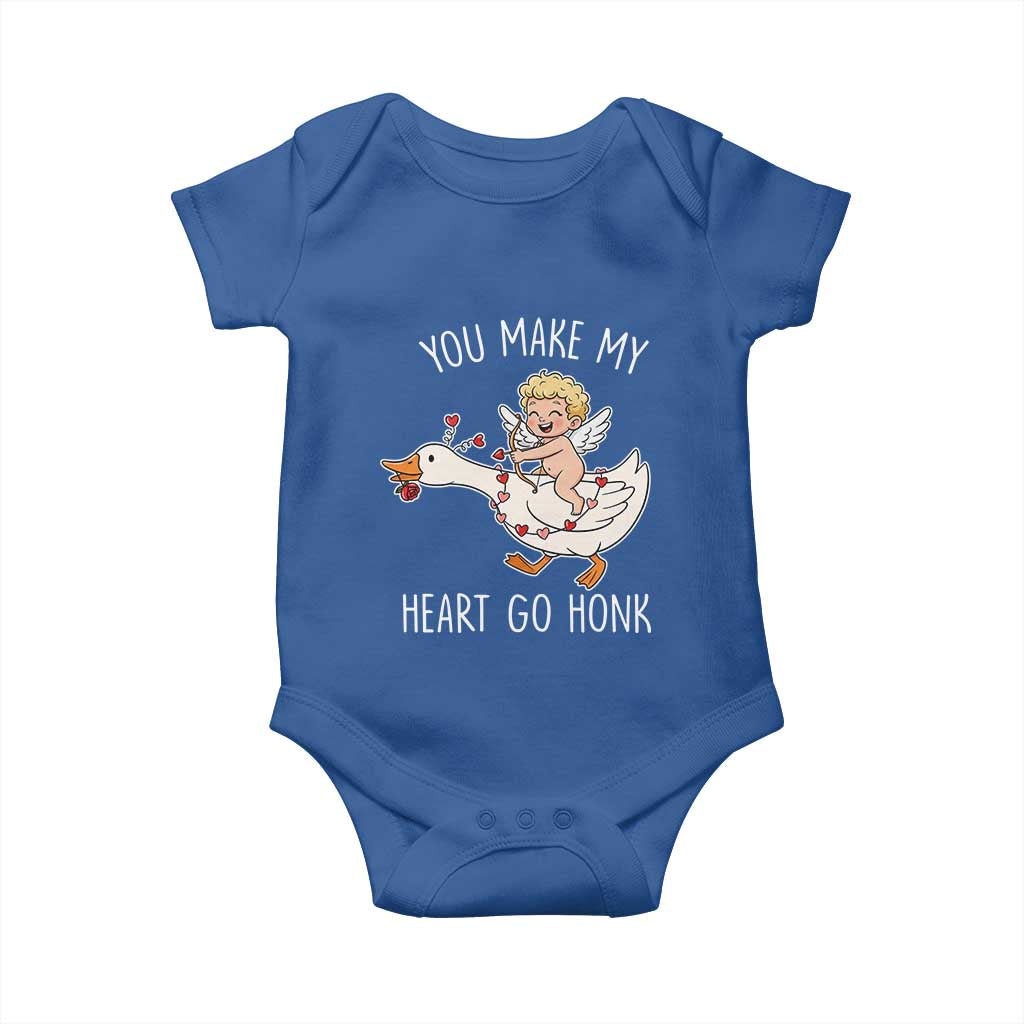 You Make My Heart Go Honk Baby Onesie Funny Valentine Goose TS14 Royal Blue Print Your Wear
