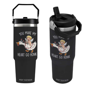 You Make My Heart Go Honk Flip Straw Tumbler Funny Valentine Goose TS14 One Size: 30 oz Black Print Your Wear