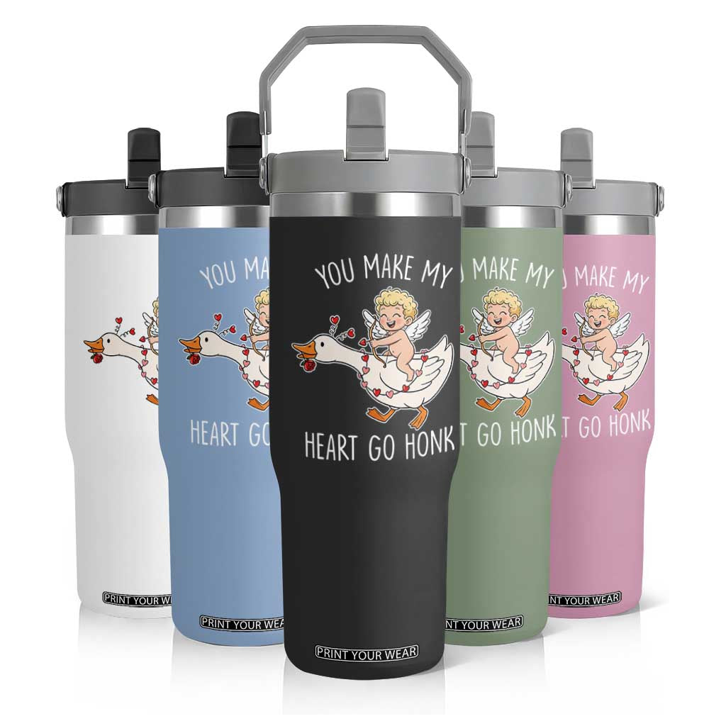 You Make My Heart Go Honk Flip Straw Tumbler Funny Valentine Goose TS14 Print Your Wear