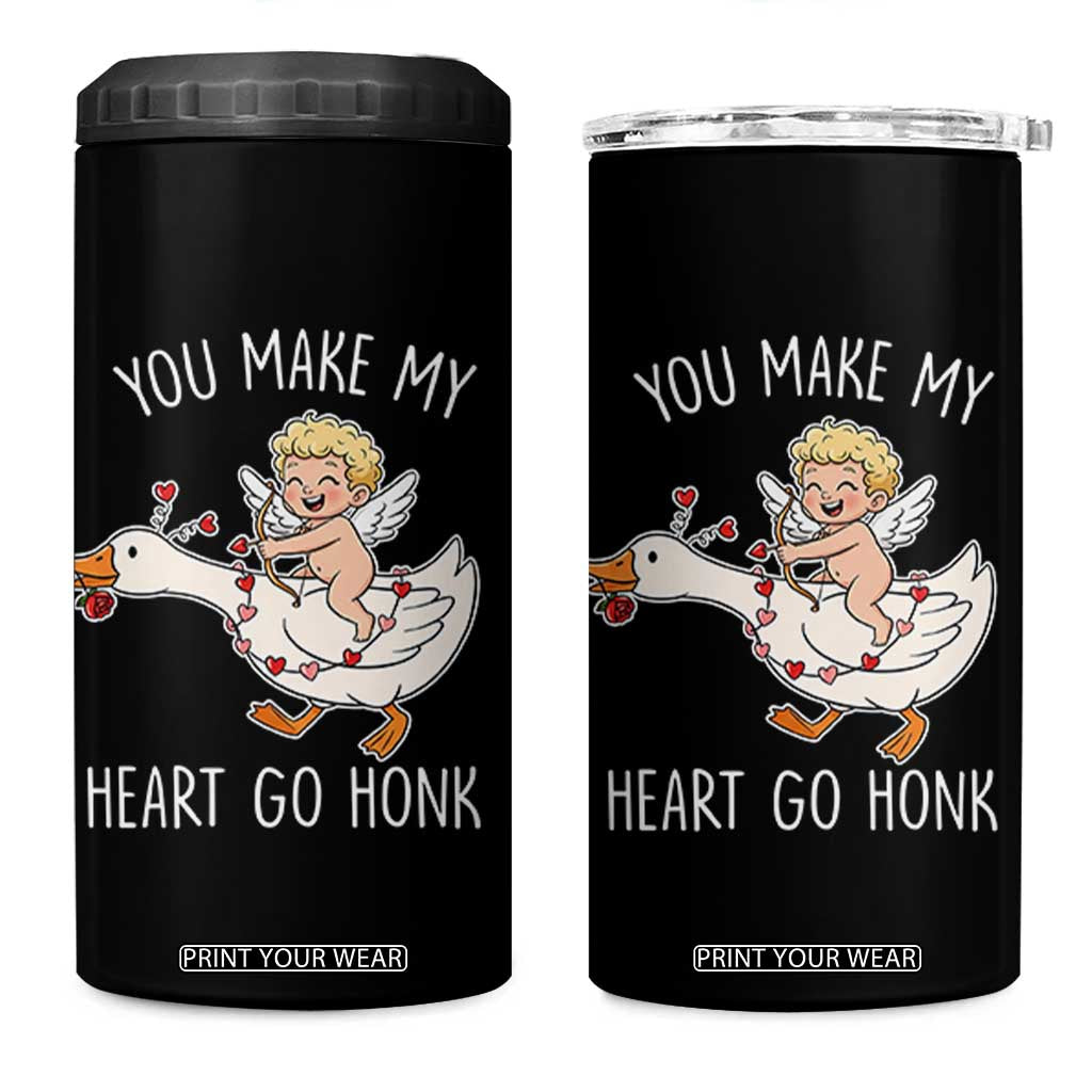 You Make My Heart Go Honk 4 in 1 Can Cooler Tumbler Funny Valentine Goose TS14 One Size: 16 oz Black Print Your Wear