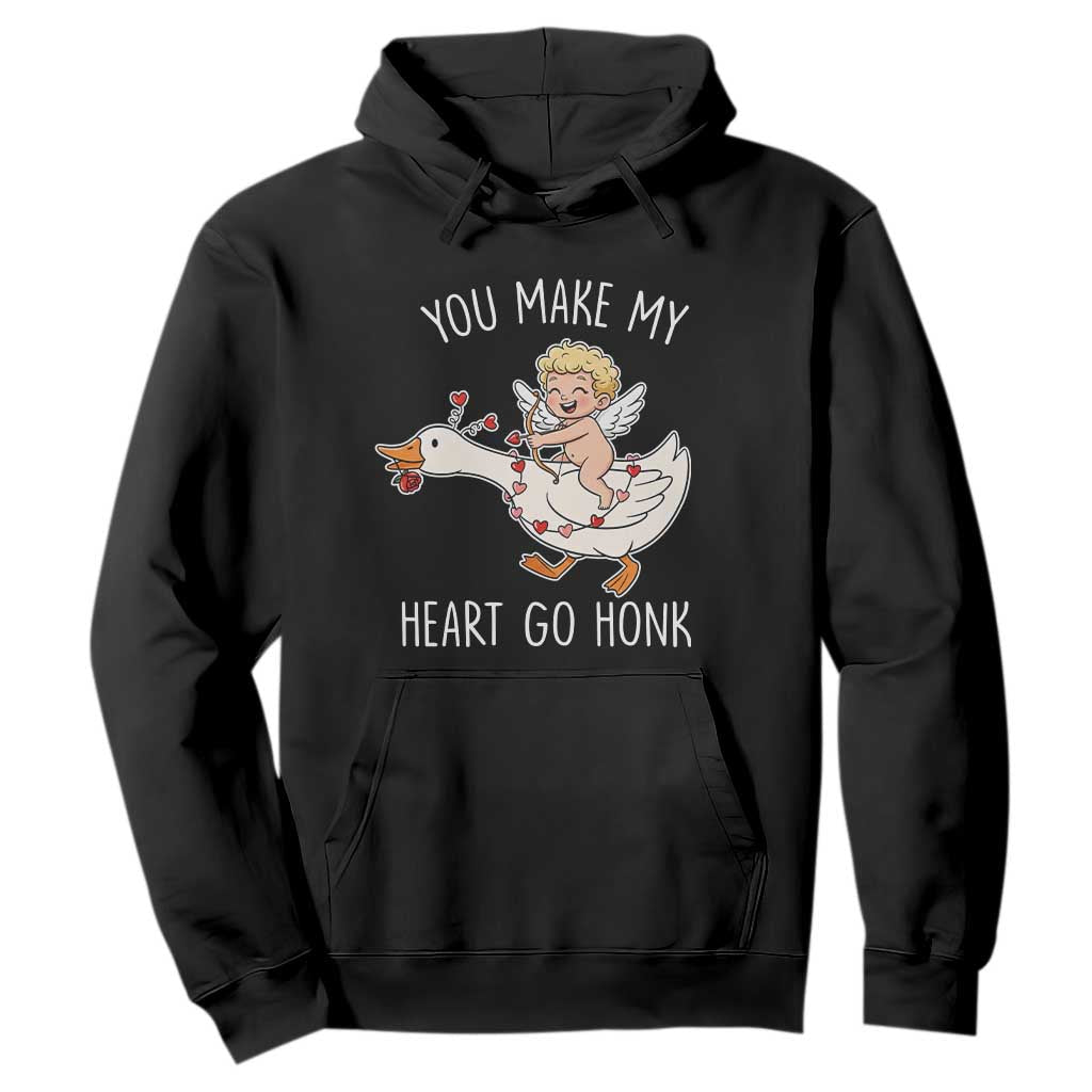 You Make My Heart Go Honk Hoodie Funny Valentine Goose TS14 Black Print Your Wear