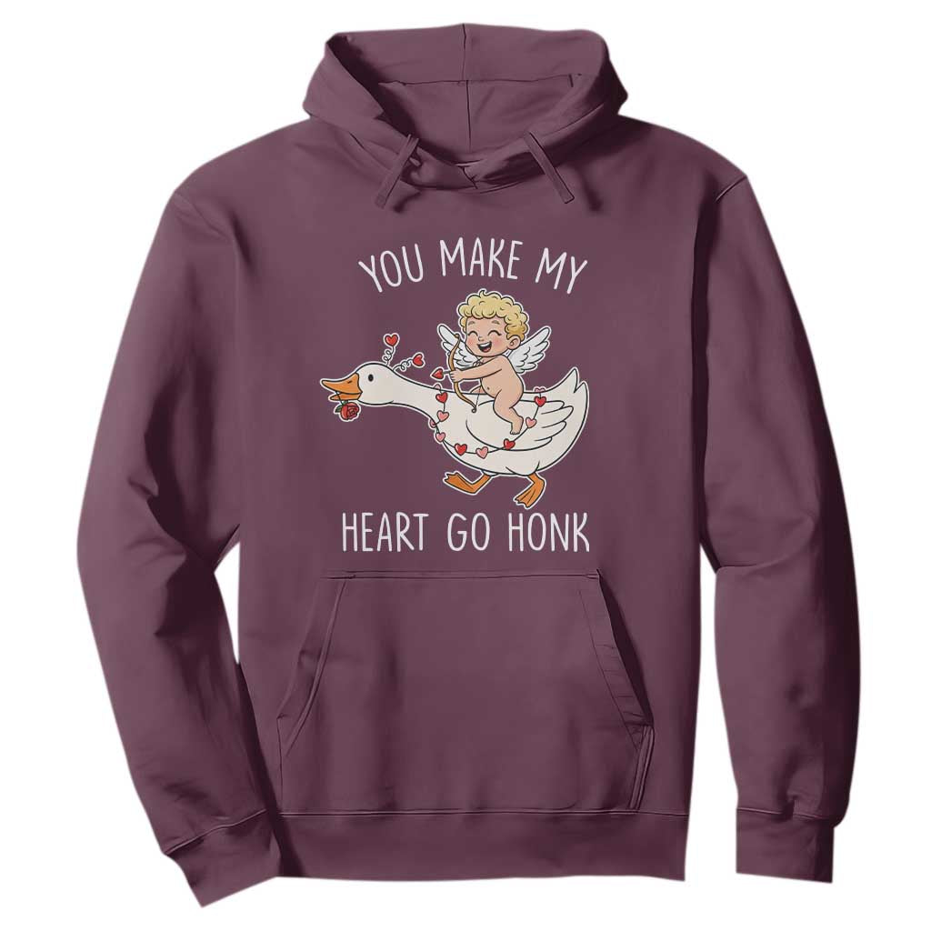 You Make My Heart Go Honk Hoodie Funny Valentine Goose TS14 Maroon Print Your Wear