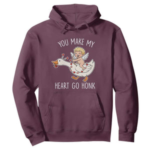 You Make My Heart Go Honk Hoodie Funny Valentine Goose TS14 Maroon Print Your Wear