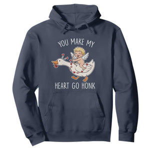 You Make My Heart Go Honk Hoodie Funny Valentine Goose TS14 Navy Print Your Wear