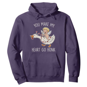 You Make My Heart Go Honk Hoodie Funny Valentine Goose TS14 Purple Print Your Wear