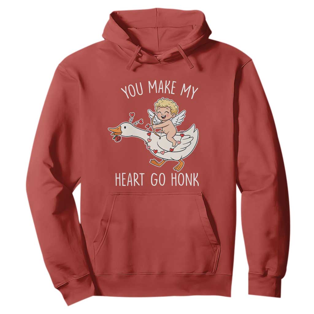 You Make My Heart Go Honk Hoodie Funny Valentine Goose TS14 Red Print Your Wear