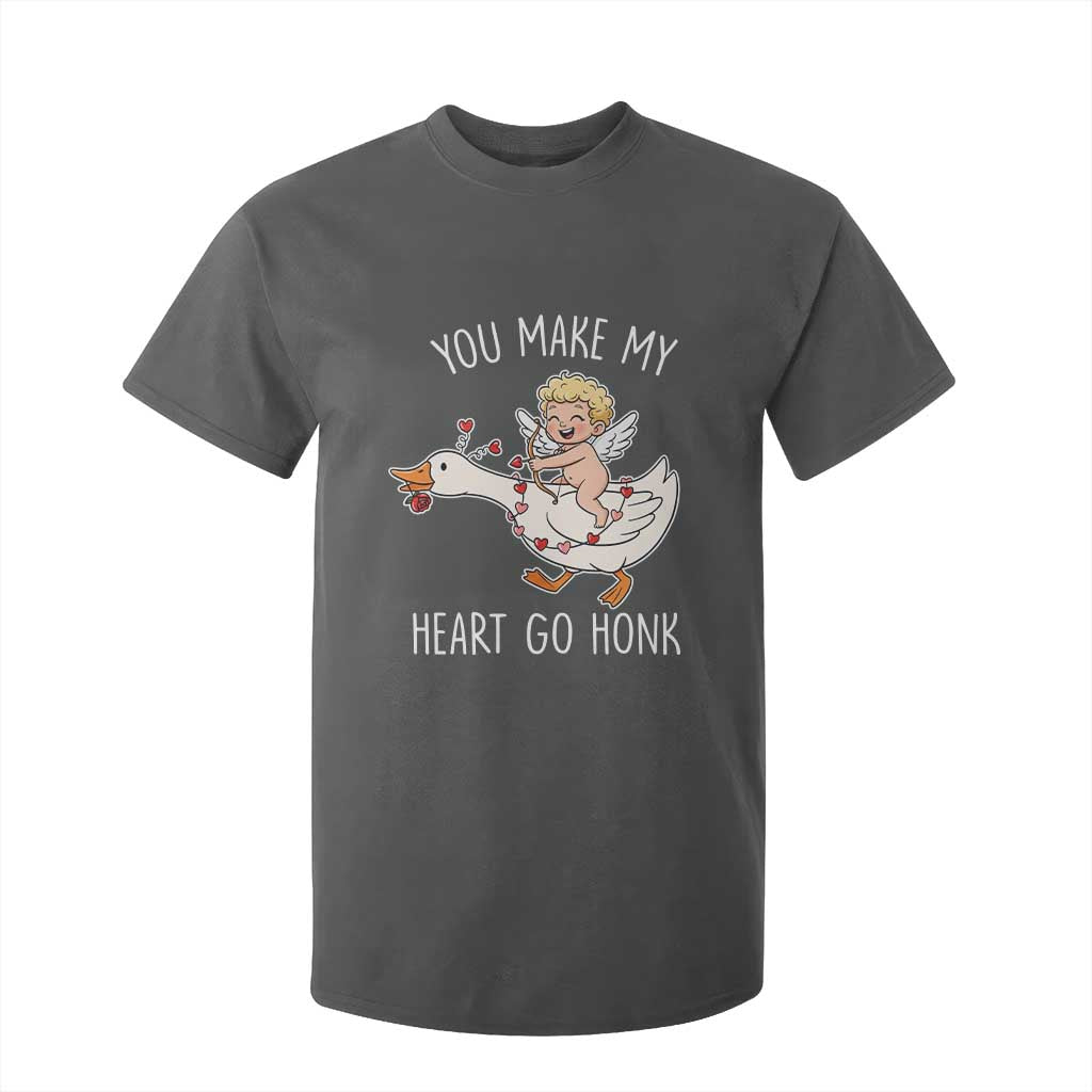 You Make My Heart Go Honk T Shirt For Kid Funny Valentine Goose TS14 Dark Heather Print Your Wear