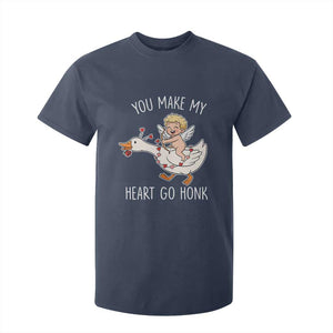 You Make My Heart Go Honk T Shirt For Kid Funny Valentine Goose TS14 Navy Print Your Wear