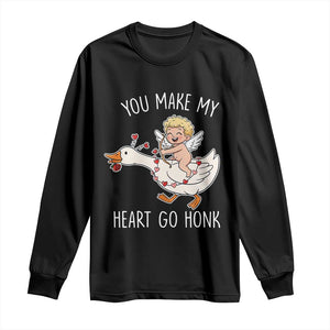 You Make My Heart Go Honk Long Sleeve Shirt Funny Valentine Goose TS14 Black Print Your Wear