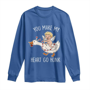 You Make My Heart Go Honk Long Sleeve Shirt Funny Valentine Goose TS14 Royal Blue Print Your Wear