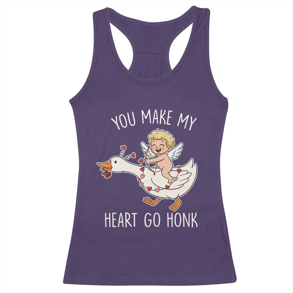 You Make My Heart Go Honk Racerback Tank Top Funny Valentine Goose TS14 Purple Print Your Wear