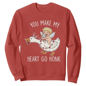 You Make My Heart Go Honk Sweatshirt Funny Valentine Goose TS14 Red Print Your Wear